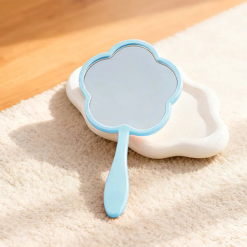 Zonyin New Arrival Flower Shape Handheld Single-Sided Makeup Mirror Plastic Travel Mirror Print Custom for Promotional