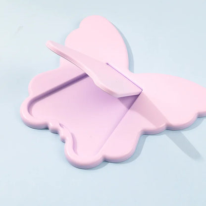 Zonyin Customized Logo Personalized Folding Desktop Cosmetic Mirror Large Cute Butterfly Shape Plastic Table Makeup Mirror