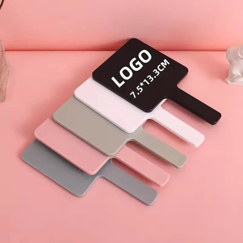 Zonyin Wholesale 5 Sizes Custom Logo Square Handheld Mirror Portable Small Makeup Mirror Compact Cosmetic Mirror with Logo