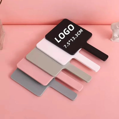 Zonyin Wholesale 5 Sizes Custom Logo Square Handheld Mirror Portable Small Makeup Mirror Compact Cosmetic Mirror with Logo