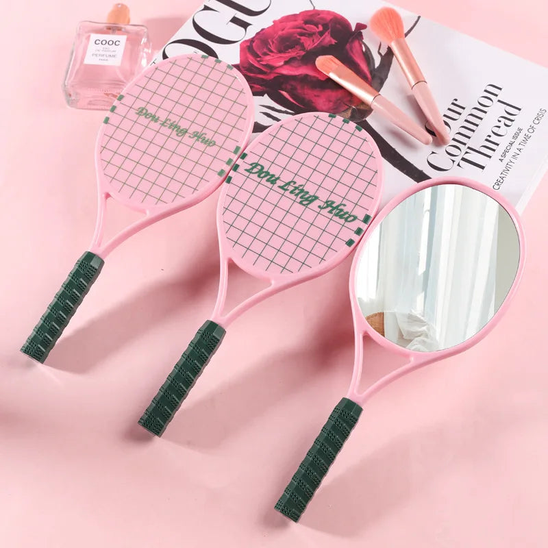 Zonyin New Arrivals Handheld Makeup Mirror Portable Plastic Tennis Racket Shape Small and Cute with Customized Logo for Children