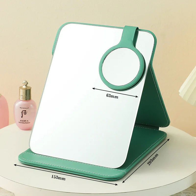 Zonyin High Quality Foldable Pu Leather Makeup Mirror Custom Logo Outdoor Portable Travel Mirror with 10X Magnifying Mirror