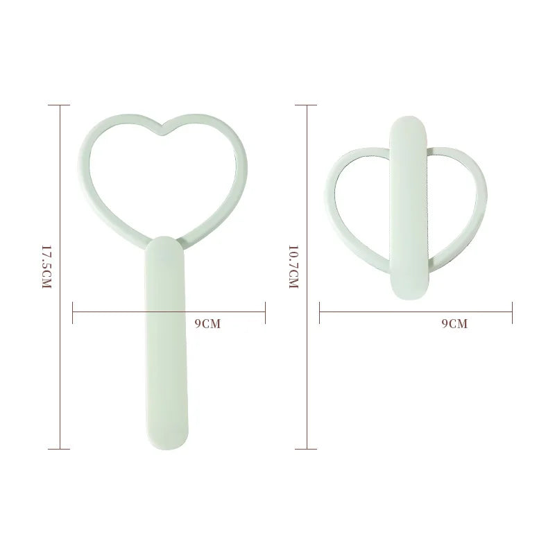 Zonyin Custom Logo Handheld Cosmetic Mirror Wholesale Portable Pink Heart Design Cute Small Girls Makeup Mirror