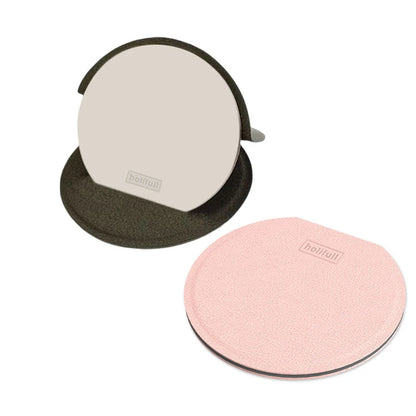 Zonyin Custom Logo Foldable Travel Makeup Mirror Fashion PU Leather and Stainless Steel Compact Small Pocket Mirror for Girl