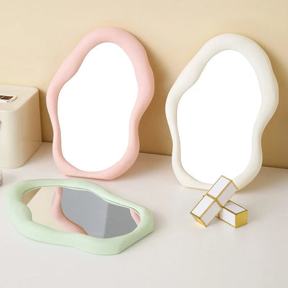 Zonyin New Design Wholesale Custom Plastic Makeup Mirror Cloud Shape Desktop HD Cosmetic Mirror Portable Beauty Vanity Mirror