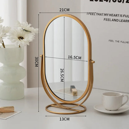 Zonyin Desktop Oval Rotating 360 Makeup Mirror Ins Style Dressing Table Mirror High Aesthetic Bedroom Vanity Mirror