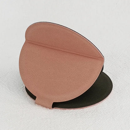 Zonyin Round Pink Pu Leather Case Small Pocket Mirror Embossed Logo Folding Unbreakable HD Metal Standing Mirror for Women