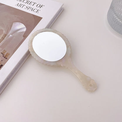 Zonyin Acetate Handheld Retro Oval Travel Mirror Mini Portable Makeup Mirror Daily Cosmetic Makeup Hand Mirror with Handle