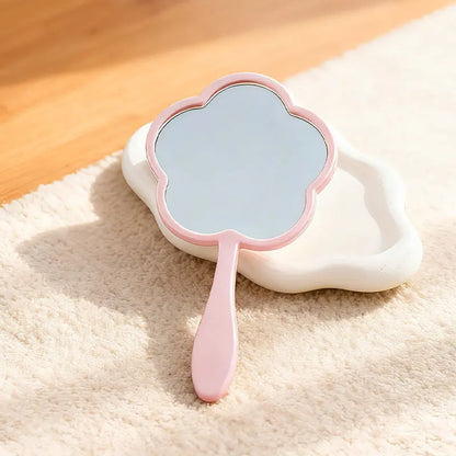 Zonyin New Arrival Flower Shape Handheld Single-Sided Makeup Mirror Plastic Travel Mirror Print Custom for Promotional