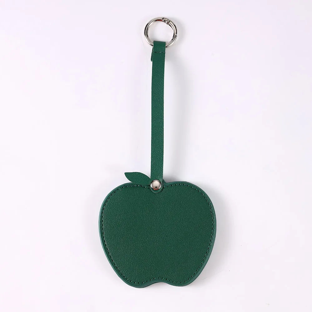 Zonyin Christmas Apple Design Baby Pink Pocket Makeup Mirror Customized Private Logo Small Mirror with Hanging Rope and Key Ring