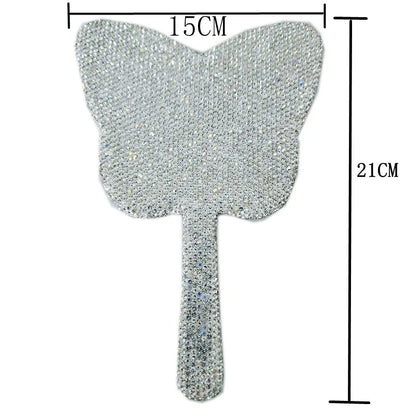 Zonyin Wholesale Diamond Portable Makeup Mirror Custom butterfly Small Handheld Mirror Silver Pocket Hand Held Mirror for Girls