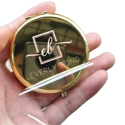 Zonyin Customized Logo Double Sided Compact Metal Cosmetic Mirror New Style Small Pocket Wedding Souvenirs Makeup Mirror