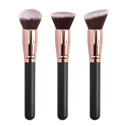 Zonyin High Quality Soft Powder Brush Single Make up Brushes Black Gold Flat Foundation Brush Private Label