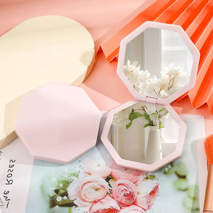 Zonyin New Portable Foldable Plastic Handheld Pocket Cosmetic Mirror Custom Mini Double-Sided Makeup Mirror for Travel