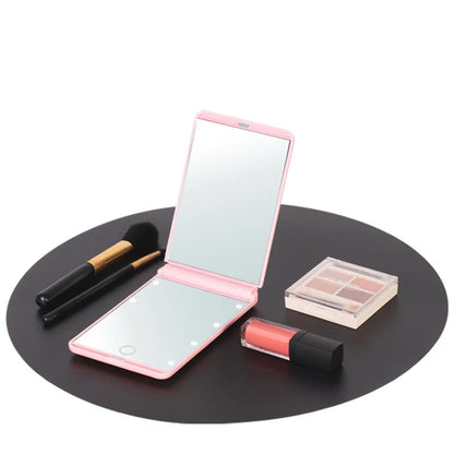 Zonyin Promotion Portable LED Lights Makeup Mirror With 2X Magnifying Logo Travel Makeup Folding Compact Mirror With Customized
