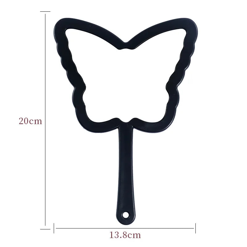 Zonyin New Product Cosmetic Lash Mirror Black Butterfly-shaped Portable Lash Printed Handheld Makeup Mirror for Beauty Salon