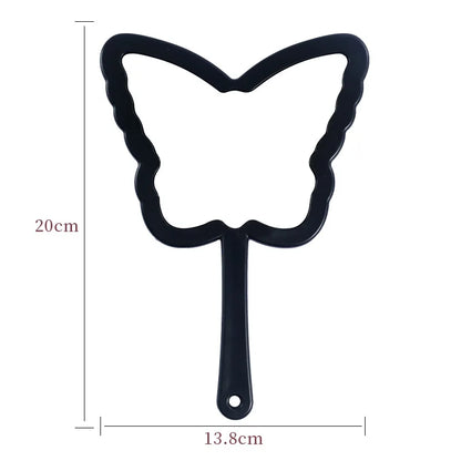Zonyin New Product Cosmetic Lash Mirror Black Butterfly-shaped Portable Lash Printed Handheld Makeup Mirror for Beauty Salon