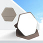 Zonyin New Hexagonal Shape Portable Desktop Small TravelMirror Custom Logo Folding PU Leather Pocket Standing Mirror for Women