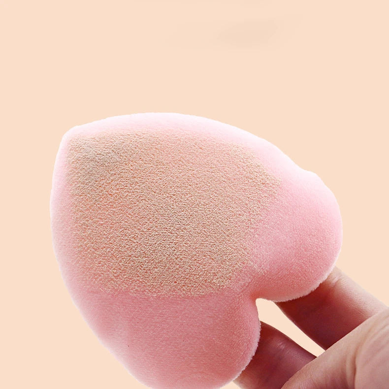Zonyin Wholesale Powder Puff Custom Logo Soft Velour Cosmetic Puffs Pink Heart Powder Puff