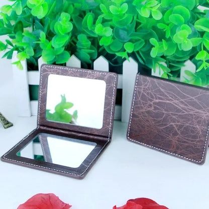 Zonyin Wholesale square PU Leather Makeup Mirror Portable Crocodile Skin Compact Pocket Mirror Cosmetic Travel Mirror for Girl