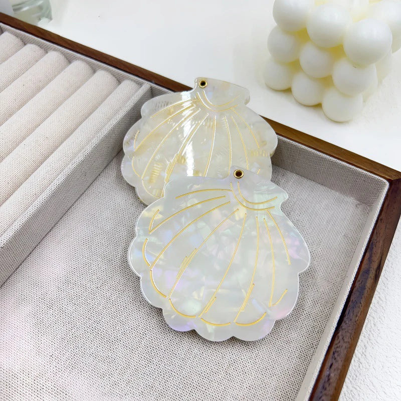 Zonyin Eco-Friendly Acetate Portable Travel Cosmetic Mirror Custom Logo Shell-Shaped Makeup Mirror for Girls Personalized