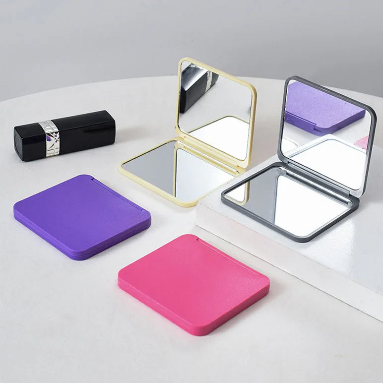 Zonyin Custom Logo Double Sided Square Small Mirror Portable Folding Travel Compact Makeup Pocket Mirror for Girl Women Gifts