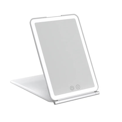 Zonyin High Quality Portable Travel Ladies 3X/10X Magnifying Makeup Mirror Rectangle Folding Cosmetic Mirror with LED Light