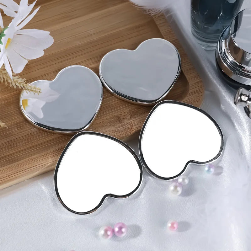 Zonyin Cheap Electroplated Plastic Small Heart Pocket Makeup Mirror Mini Portable Travel Compact Cosmetic Mirror Custom Logo