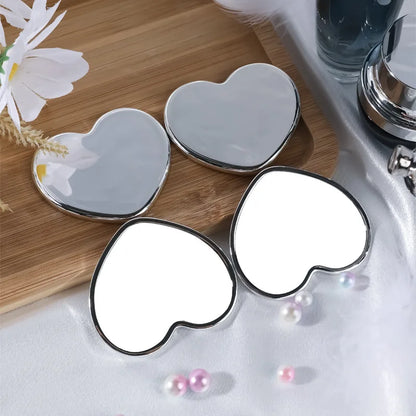 Zonyin Cheap Electroplated Plastic Small Heart Pocket Makeup Mirror Mini Portable Travel Compact Cosmetic Mirror Custom Logo