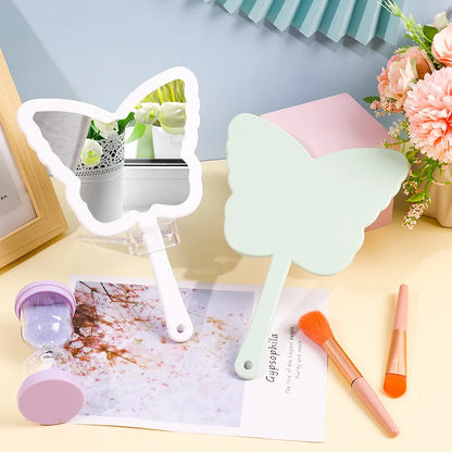 Zonyin 2025 New Plastic Travel Makeup Mirror Butterfly Shape Makeup Hand Mirror Vanity Cosmetic Mirror With Customized Logo