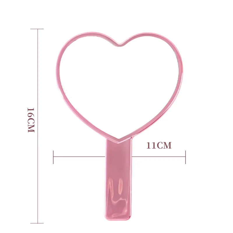 Zonyin Wholesale pink Heart Shape Handheld Makeup Mirror Portable Plating Water Ripple Vanity Cosmetic Mirror for Girl Custom