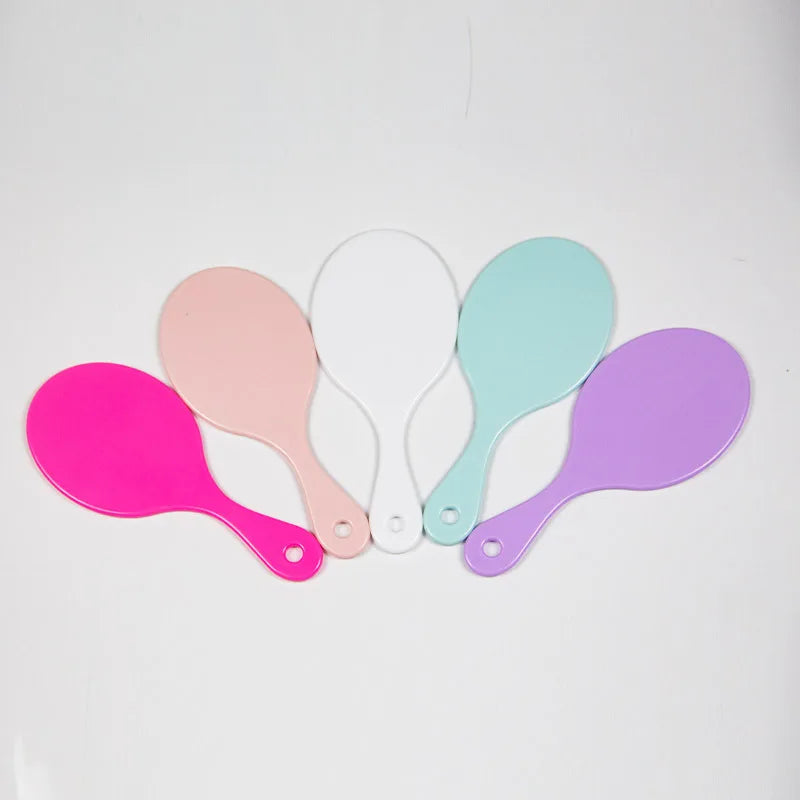 Zonyin Promotional Plastic Portable Handheld Makeup Mirrors Lightweight Private Label Oval Small Hand Held Mirror Logo Custom
