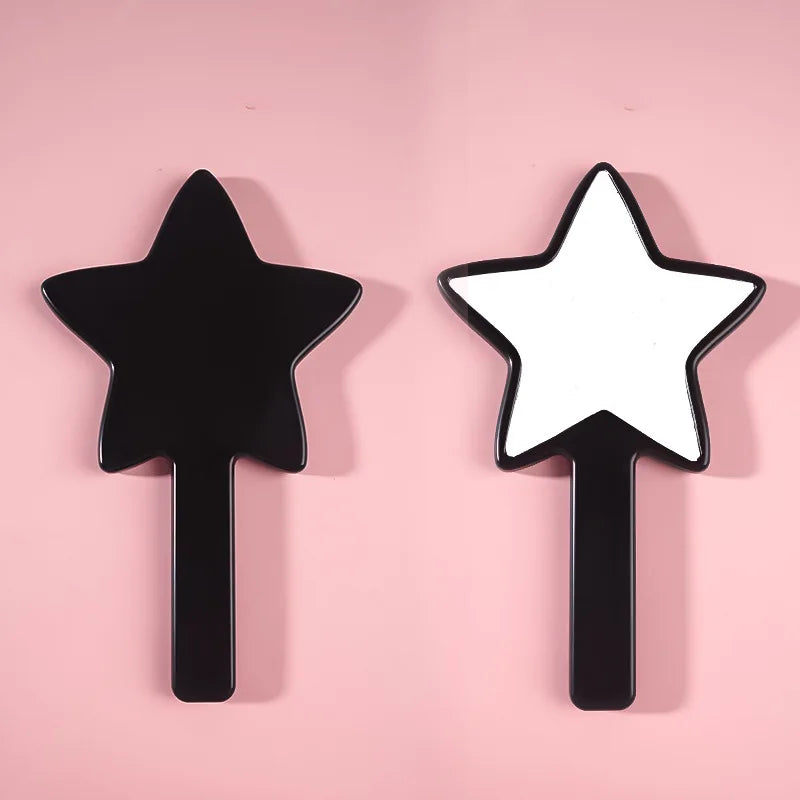 Zonyin Wholesale Customized Logo Five Pointed Star Shaped Handheld Makeup Mirror Portable Plastic Hand Mini Mirror for Girl