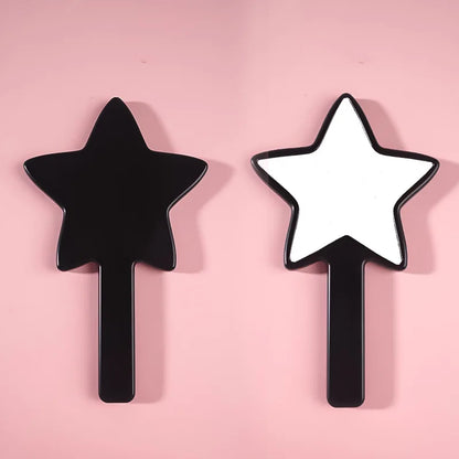 Zonyin Wholesale Customized Logo Five Pointed Star Shaped Handheld Makeup Mirror Portable Plastic Hand Mini Mirror for Girl