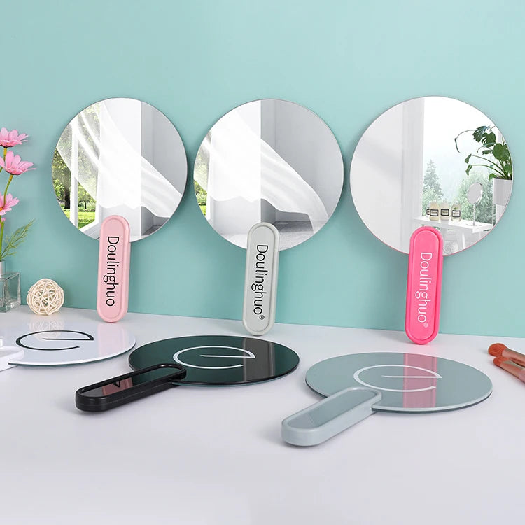 Zonyin Custom Logo Handheld Makeup Mirror Portable Large Plastic Frameless Travel Cosmetic Mirror Personalized Wholesale