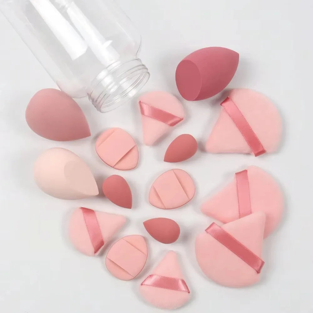 15-piece Mini Triangle Finger Makeup Puff Flocking Air Cushion Makeup Sponge Set Combination Beauty Soft Feature Blending Makeup
