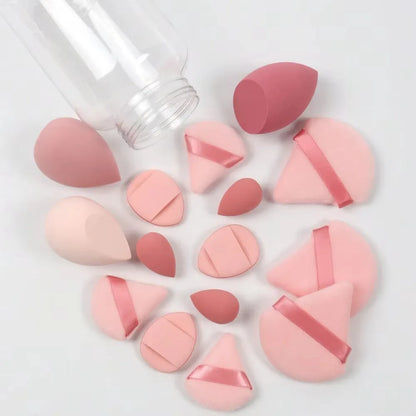 15-piece Mini Triangle Finger Makeup Puff Flocking Air Cushion Makeup Sponge Set Combination Beauty Soft Feature Blending Makeup