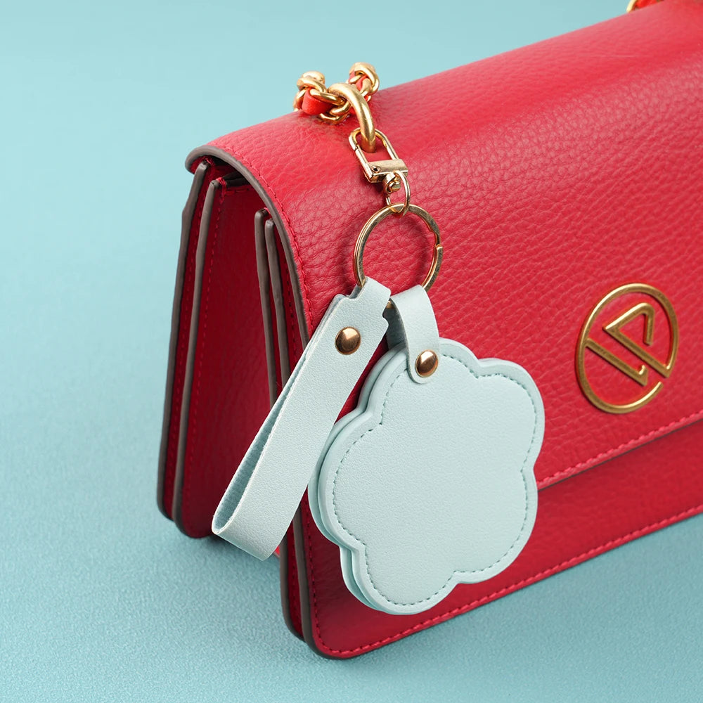 Zonyin New Flower Design Pocket Makeup Mirror Portable Pu Leather Small Travel Hand Mirror Logo Custom With Metal Keychain