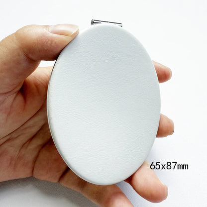 Zonyin Customized Design Double Sided Folding Compact Mirror White Pink PU Leather Pocket Mirror With 2x Magnifying for Travel