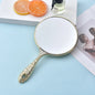 Zonyin Wholesale Luxury Handheld Vintage Round Mirror Custom Logo Plastic Silver Plating Makeup Mirror with Handle for Wedding