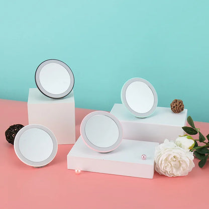 Zonyin Handed Mirror Personalized Single Side Pocket Makeup Mirror with LED Light ABS Plastic Design Compact Customized Logo
