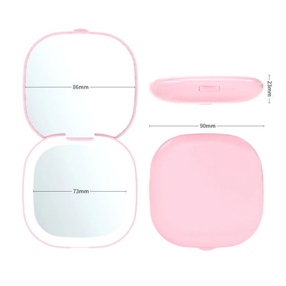 Zonyin Custom Square Dual-Sided LED Pocket Compact Mirror With 1X/5X Magnification Portable Travel Makeup Mirror with LED Lights