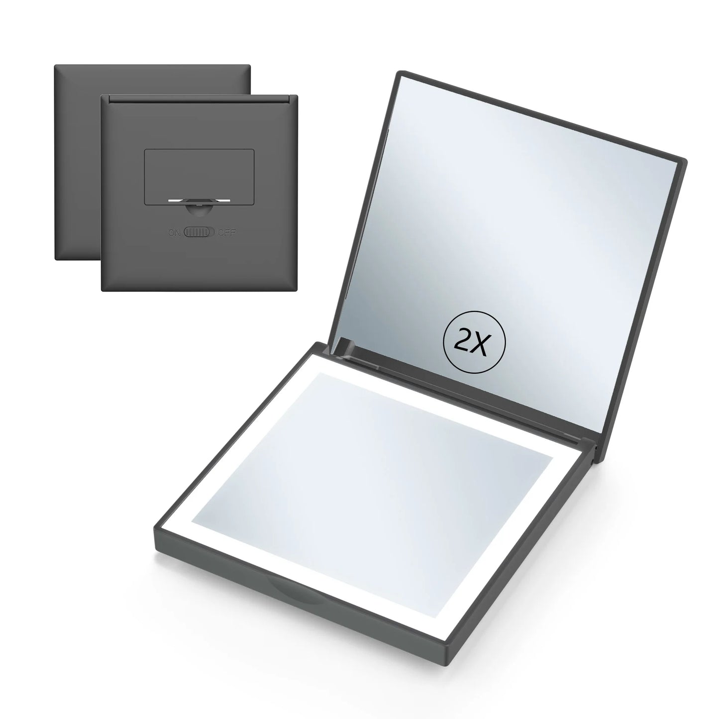 Zonyin Portable LED Magnifying Travel Cosmetic Mirror New Square Rechargeable Folding Compact Makeup Light Personalized Features
