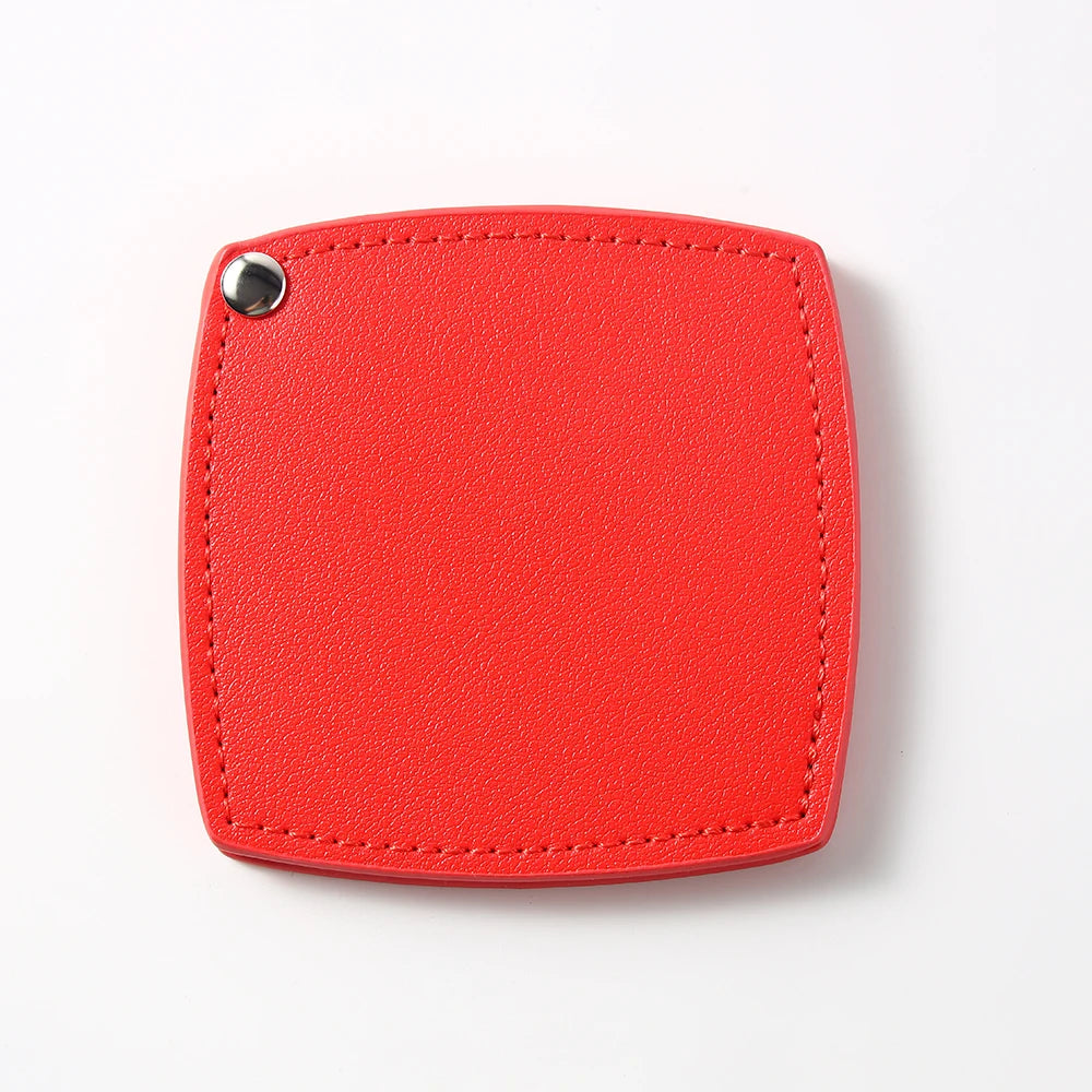 Zonyin Customized Logo Portable Square-Shape Vanity Makeup Mirror Travel Folding Pu Leather Pocket Compact Mirror for Girls Gift
