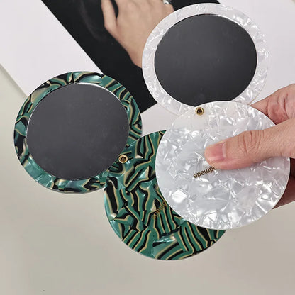 Zonyin Vintage Round Acetate Makeup Mirror Foldable Handheld Mirror Compact Small Circular Pocket Cosmetic Mirror for Purse