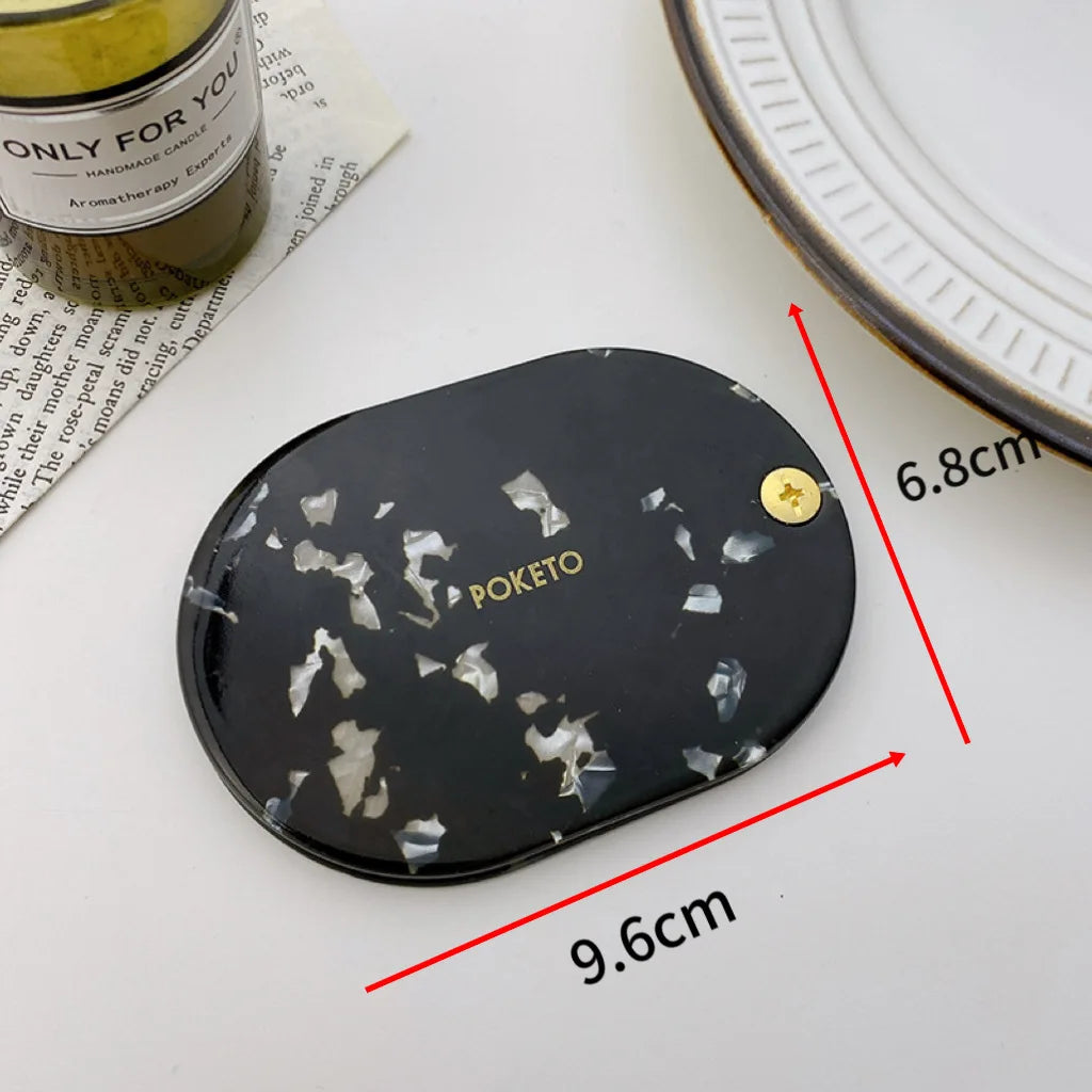 Zonyin Custom Logo Retro Acetate Cosmetic Mirror and Hair Comb Set Pocket Mirror Personalized Makeup Mirrors for Girls