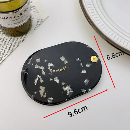 Zonyin Custom Logo Retro Acetate Cosmetic Mirror and Hair Comb Set Pocket Mirror Personalized Makeup Mirrors for Girls