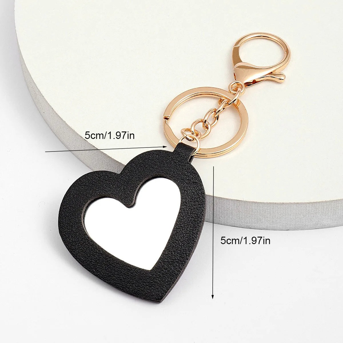Zonyin PU Leather Makeup Mirror Key Chain Custom Logo Blank Promotional Gifts Portable Pocket Mirror Heart Mirror Keychain Bulk