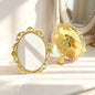 Zonyin European Vintage Carved Handheld Makeup Mirror High-Definition Glass Portable Vanity Mirror, Electroplated Hand Mirror