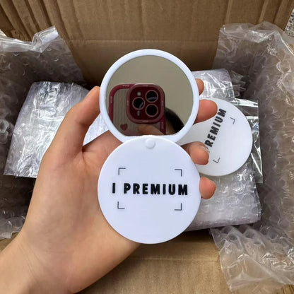 Zonyin Custom logo Plastic Round Sliding Cover Design  Pocket Mirror Wholesale Cheap Portable Pink Small Hand Mirror for Travel